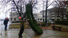 Picking up a large holiday wreath with a crane 2