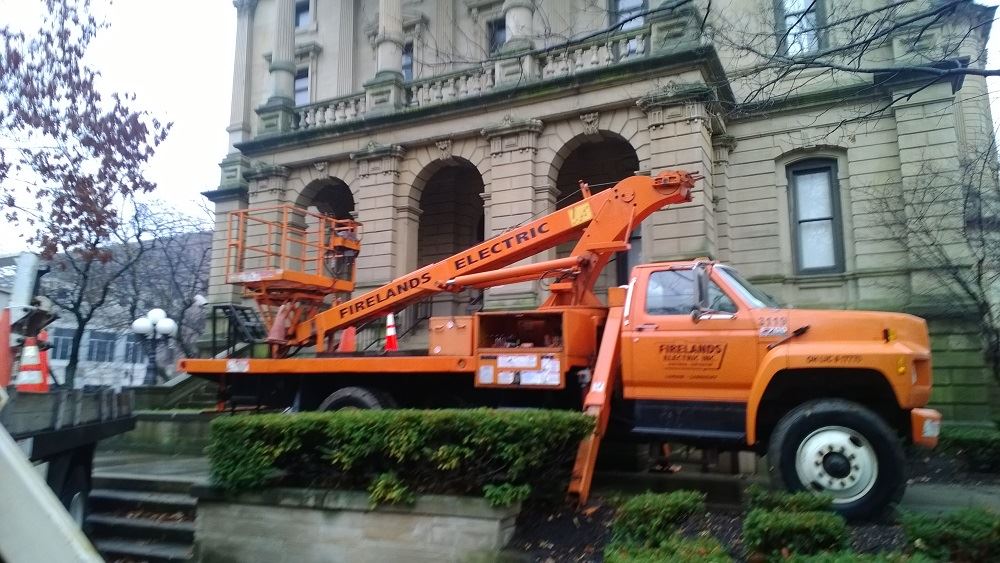 A cherry-picker truck from Firelands Electric 2
